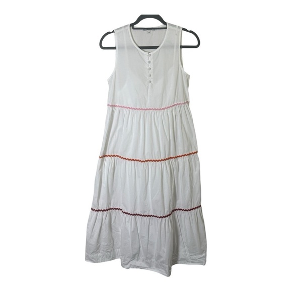 Madewell Rickrack Cattail Tiered Midi Dress Size XS Cotton Sleeveless - Picture 6 of 8